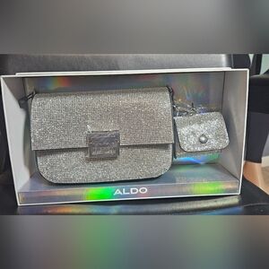 Aldo Silver Clutch and Wallet Set